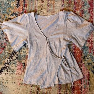 Lucky brand size M blue and white striped tie front shirt